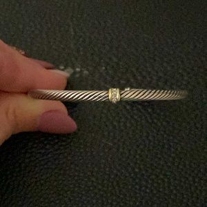 David Yurman sterling silver and 18y cuff bracelet with diamond accents